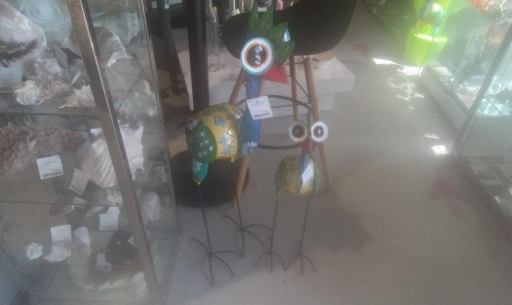 OISEAU SUR PIED METAL MULTICOLORE GM