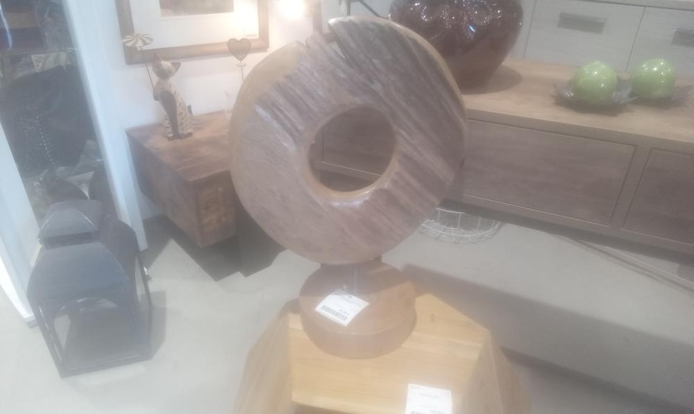 CERCLE EN TECK PIED METAL SUR SOCLE