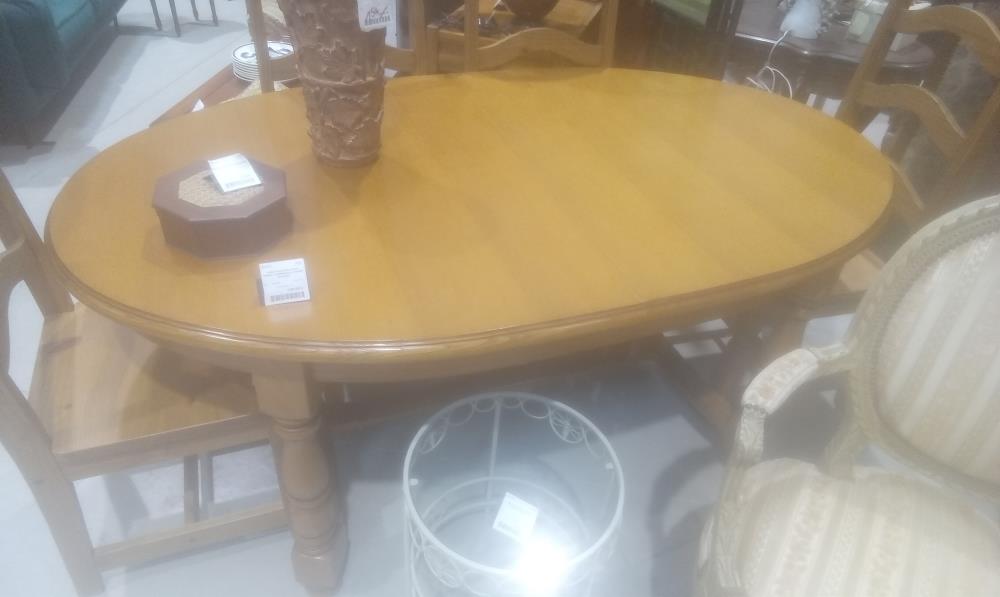 TABLE RUSTIQUE OVALE +PIEDS TOURNES+2ALLONGES DE 40 CM