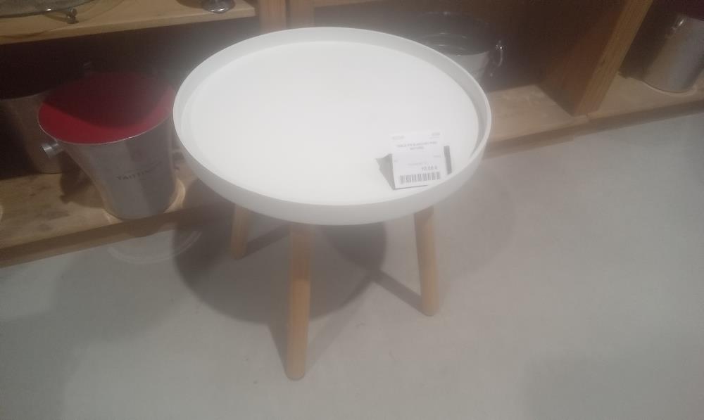 TABLE PM BLANCHE+ PIED NATUREL