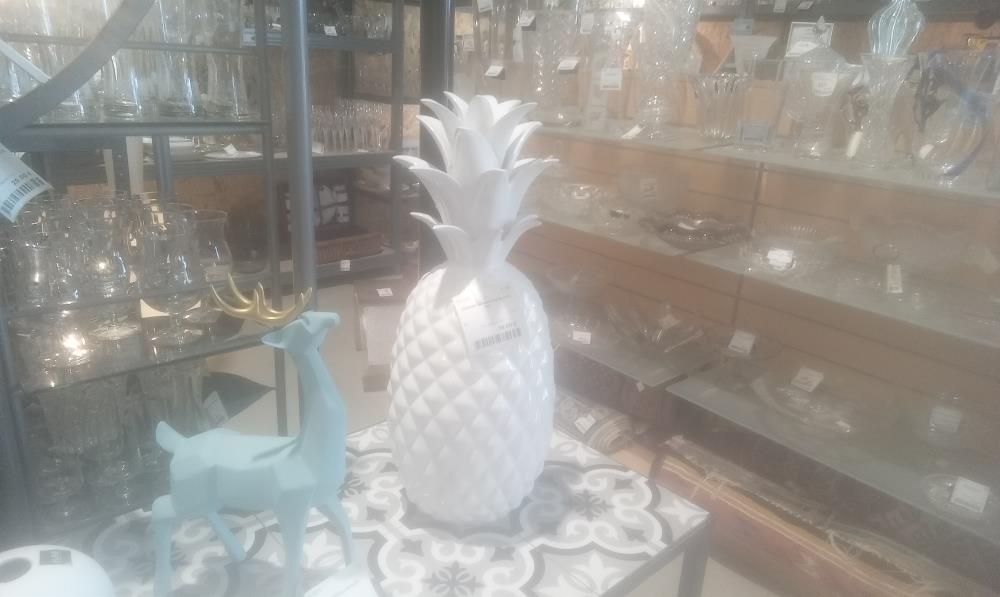 ANANAS CERAMIQUE BLANC GM