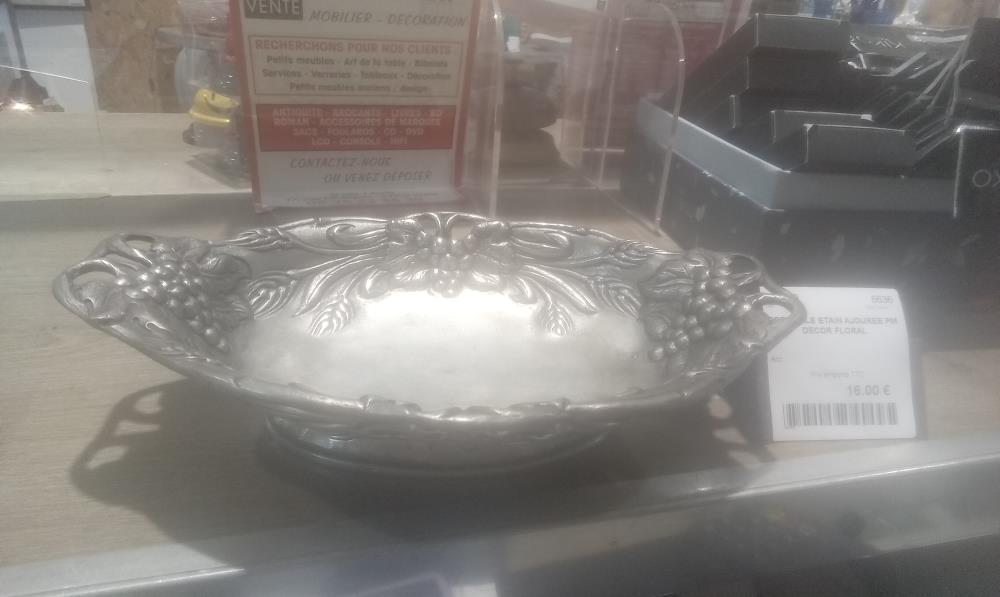 CORBEILLE ETAIN AJOUREE PM DECOR FLORAL