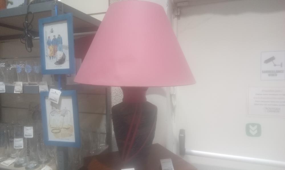 LAMPE DRAPPEE ROUGE ET BLEU+ABATJOUR GM
