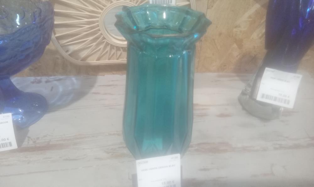 VASE VERRE DESIGN BLEU