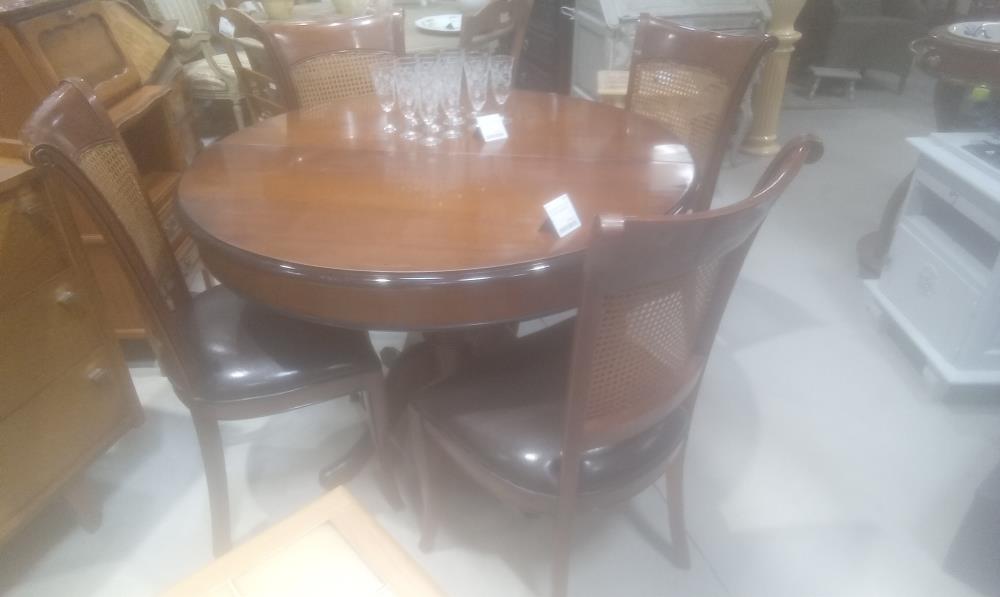 TABLE MERISIER STYLE LOUIS PHILIPPE+1 ALL DE 35 CM+4 CHAISES CANNEES+LOOK