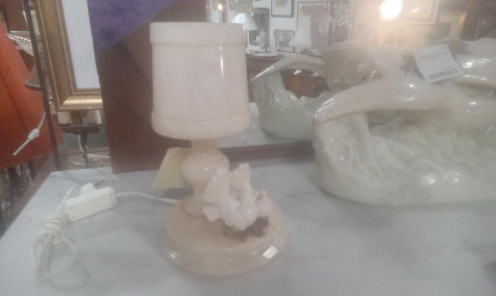 LAMPE ALBATRE AVEC OISEAUX PM