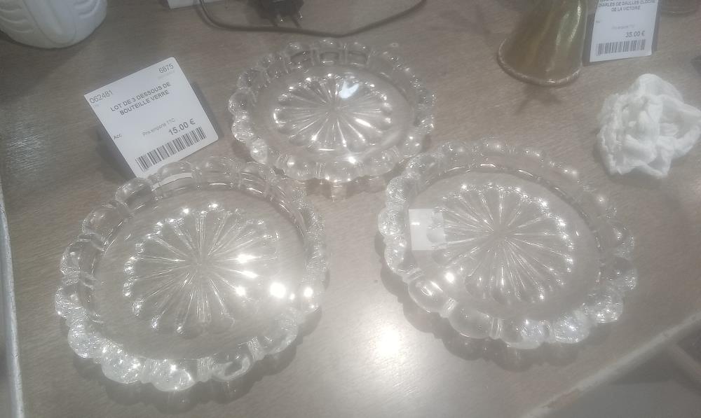 LOT DE 3 DESSOUS DE BOUTEILLE VERRE