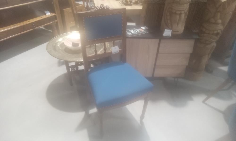 CHAISE STYLE HENRI II TISSUS BLEU