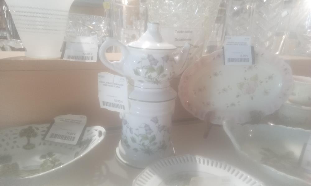 CHOCOLATIERE CERAMIQUE 1 ANSE DECOR FLORAL
