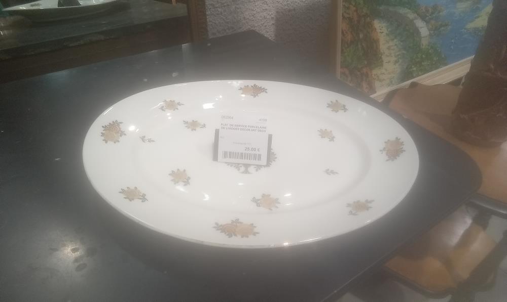 PLAT  DE SERVICE PORCELAINE DE LIMOGES DECOR ART DECO