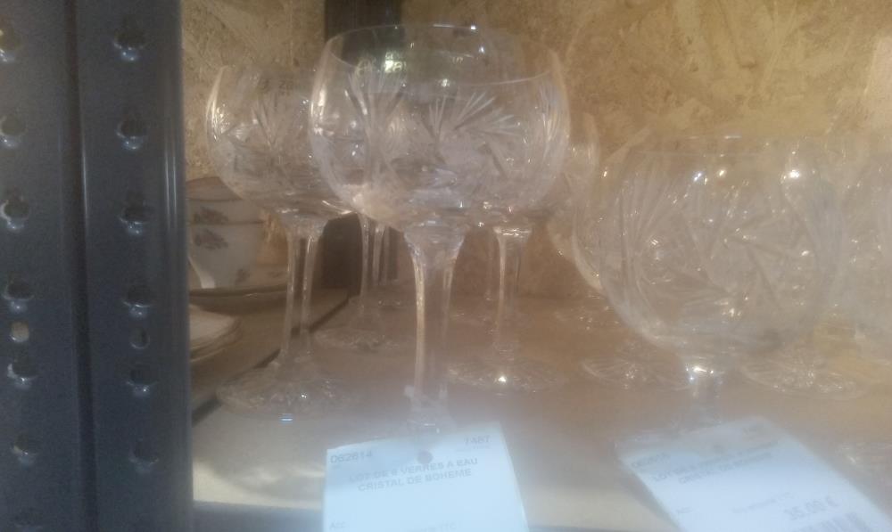 LOT DE 6 VERRES A EAU CRISTAL DE BOHEME