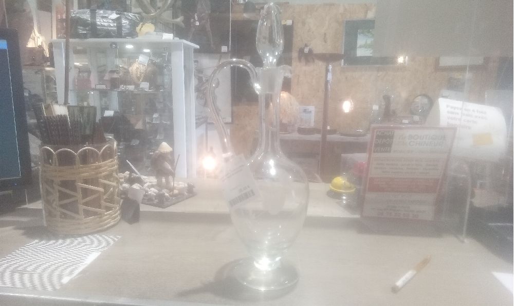 CARAFE VERRE DECOR FLORAL GRAVE 1ANSE+BOUCHON