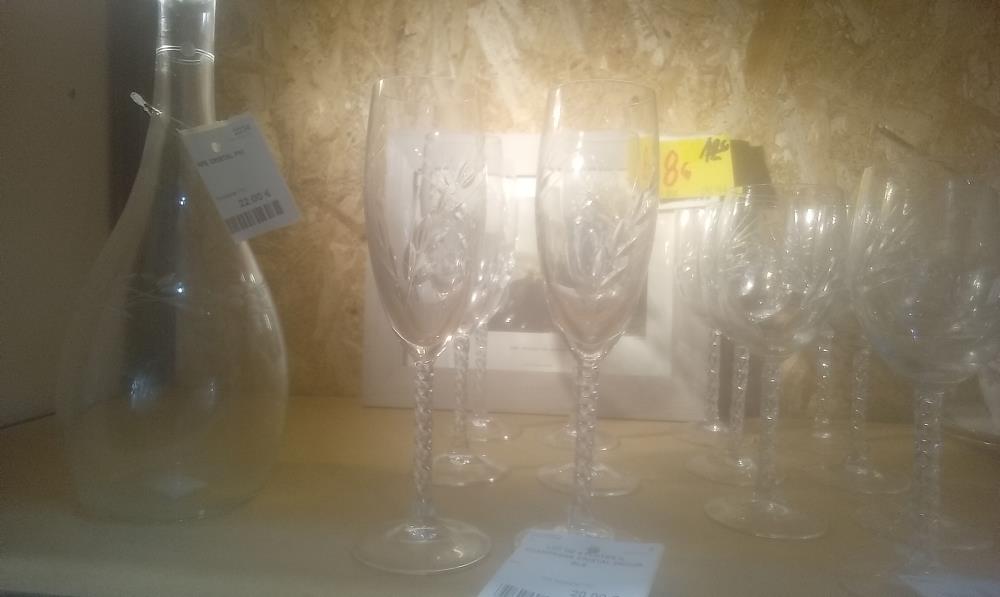 LOT DE 6 FLUTES A CHAMPAGNE CRISTAL DECOR BLE