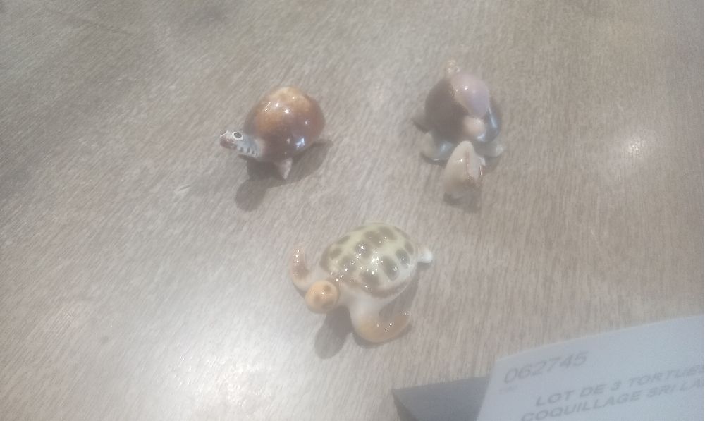 LOT DE 3 TORTUES EN COQUILLAGE SRI LANKA
