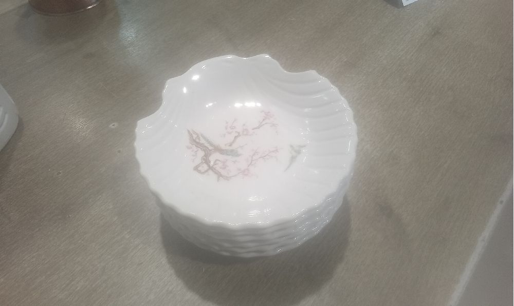 LOT DE 6 COQUILLES CERAMIQUE DECOR ASIATIQUE COREE