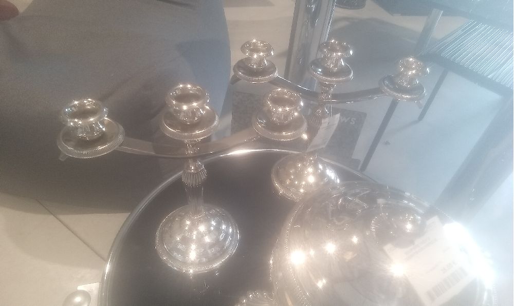 PAIRE DE BOUGEOIR INOX 3 BRANCHES
