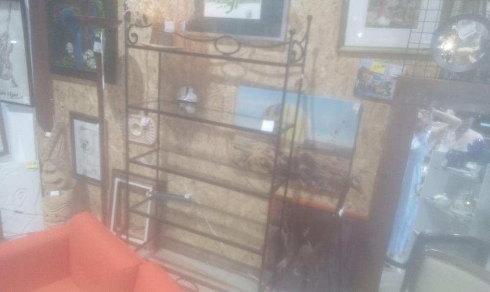 ETAGERE BOULANGERE FER FORGE+VERRE