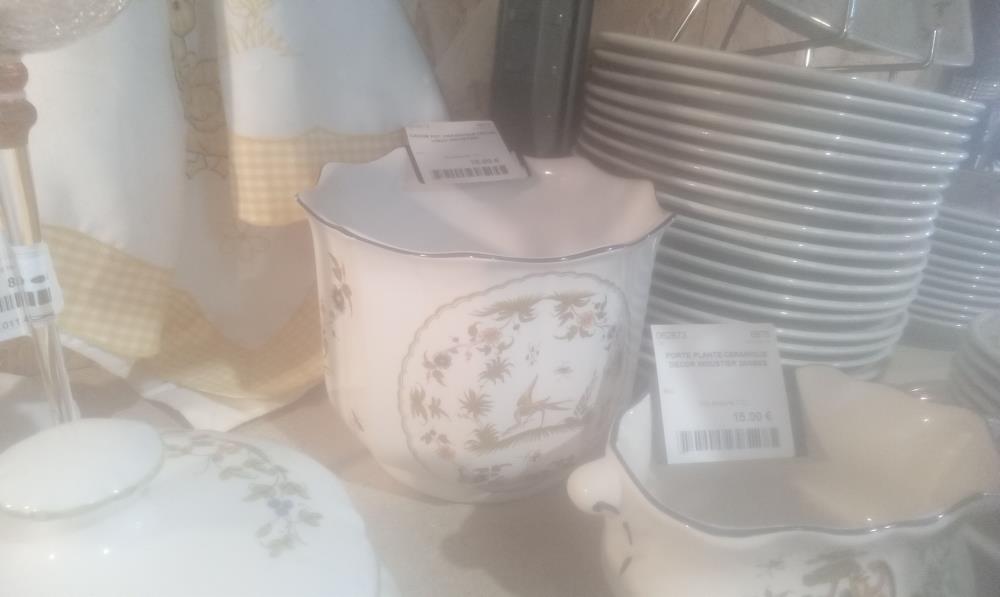 CACHE POT CERAMIQUE DECOR VIEUX MOUSTIER