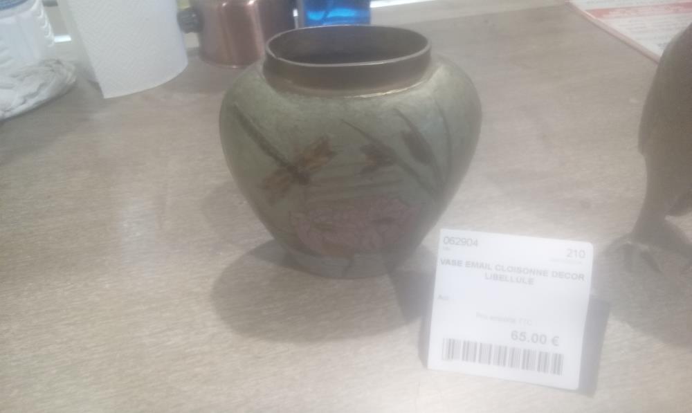 VASE EMAIL CLOISONNE DECOR LIBELLULE