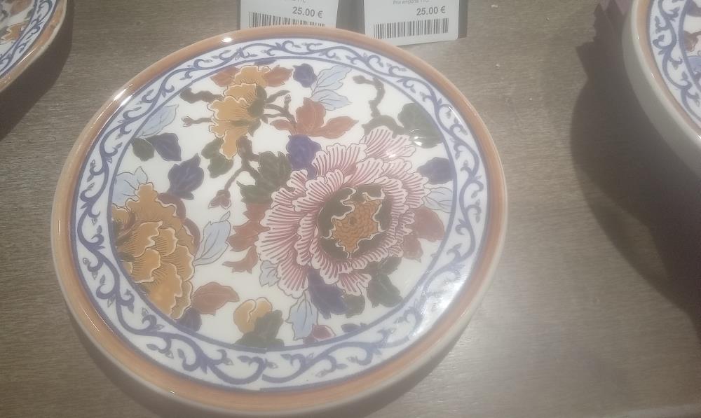 DESSOUS DE PLAT CERAMIQUE GIEN DECOR PIVOINE