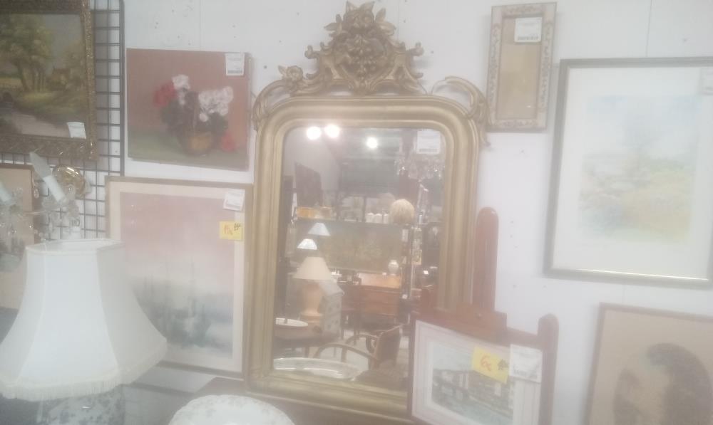 MIROIR ANCIEN FRONTON EN L'ETAT+MORCEAUX