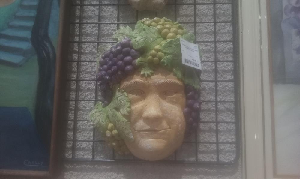 PLATRE MURAL BACCHUS AVEC GRAPPE DE RAISIN