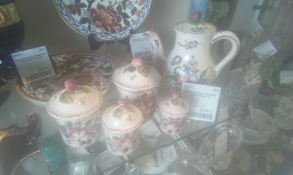 SET CERAMIQUE VERNISSE DECOR FLORAL X5