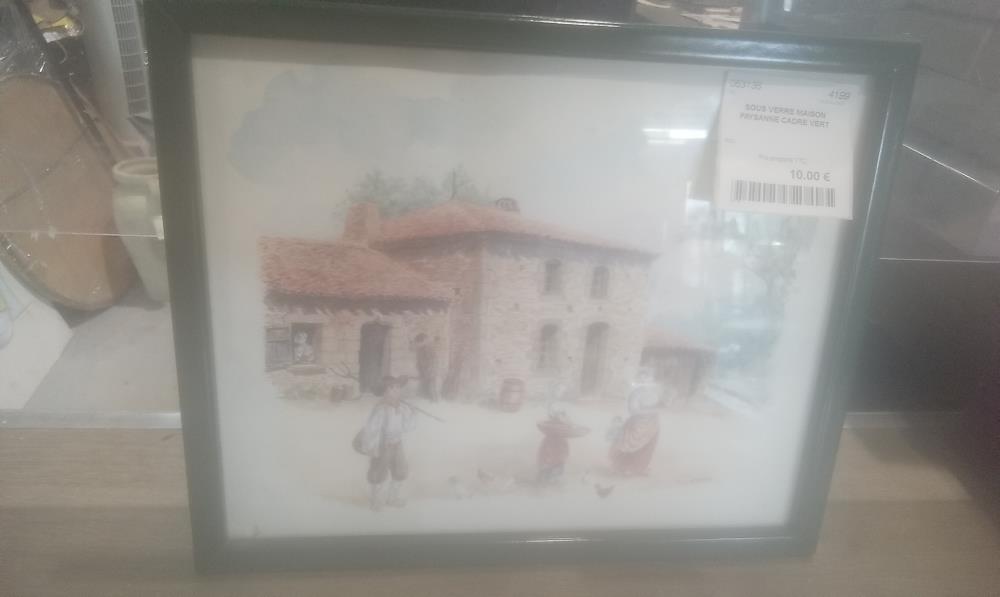 SOUS VERRE MAISON PAYSANNE CADRE VERT