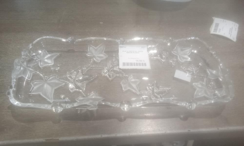 PLAT A TARTE EN VERRE DECOR FLORAL