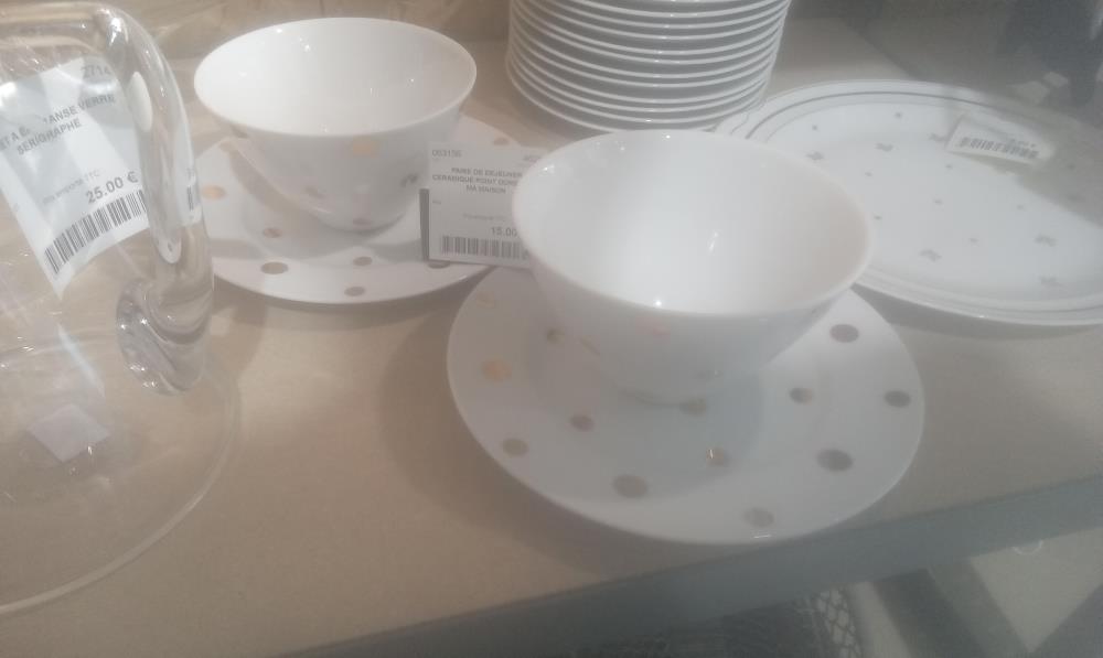 PAIRE DE DEJEUNER CERAMIQUE POINT DORE JAIME MA MAISON 
