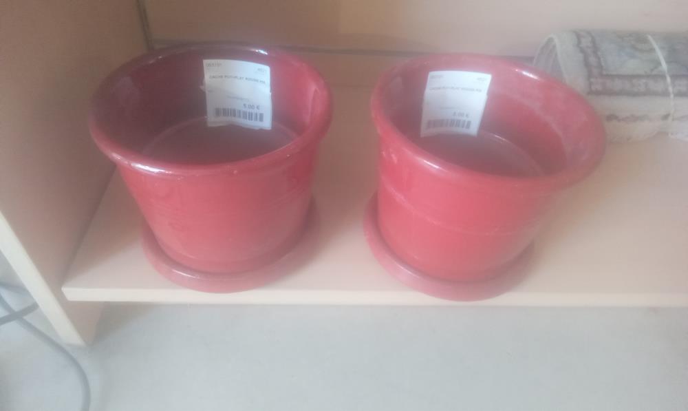CACHE POT+PLAT ROUGE PM