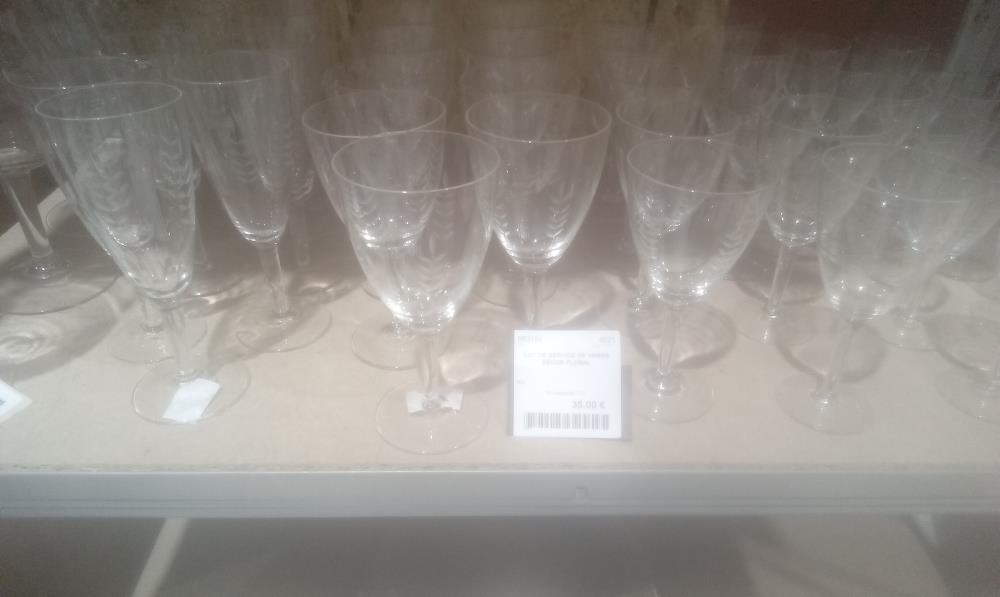 LOT DE SERVICE DE VERRE DECOR FLORAL