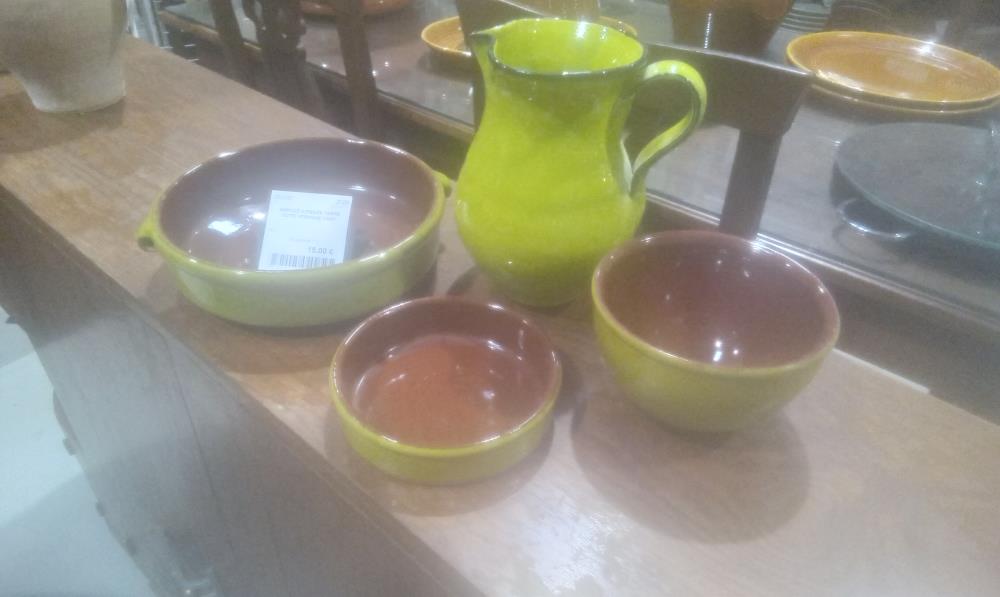 SERVICE 4 PIECES TERRE CUITE VERNISSE VERT