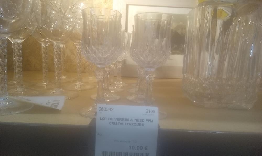 LOT DE VERRES A PIEED PPM CRISTAL D'ARQUES
