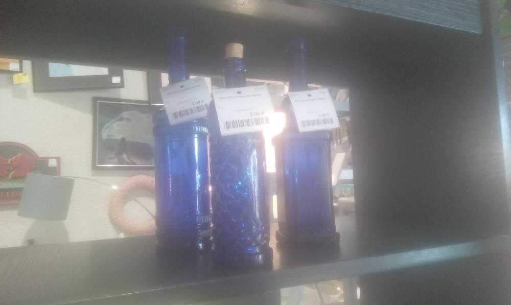 BOUTEILLE BLEUE VERRE