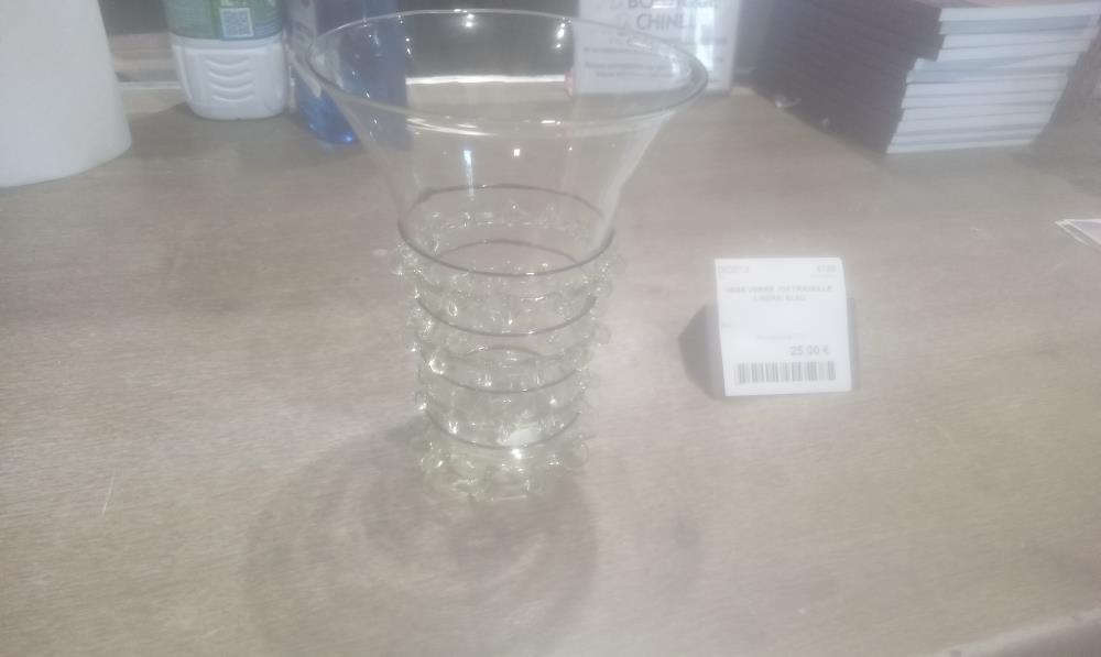 VASE VERRE  PM TRAVAILLE LISERAI BLEU