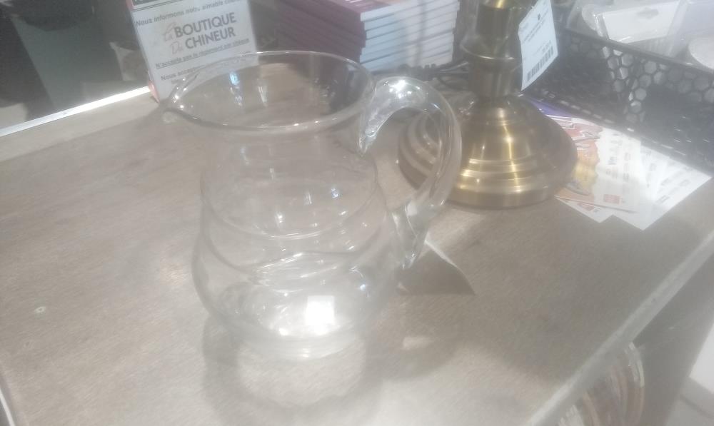 PICHET VERRE A EAU FRISE FLORALE 1ANSE