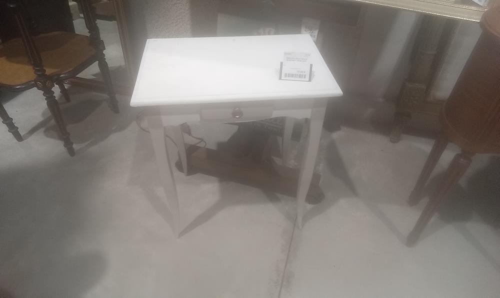 TABLE DE CHEVET PEINTE BLANCHE+1 TIROIR GRIS