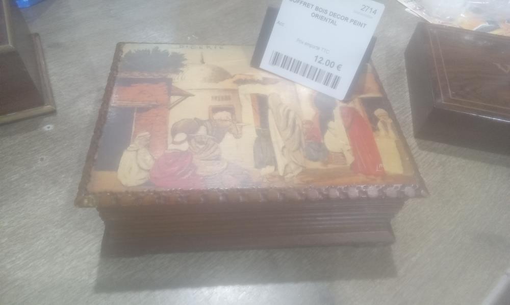 COFFRET BOIS DECOR PEINT ORIENTAL
