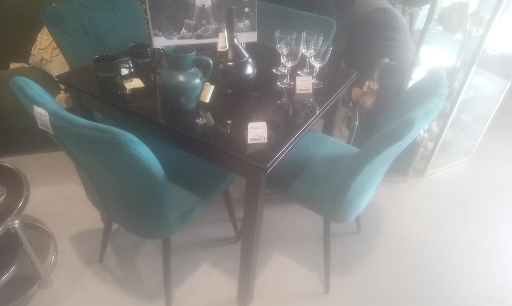TABLE DESIGN VERRE+2 ALLONGES VERRE EN L'ETAT