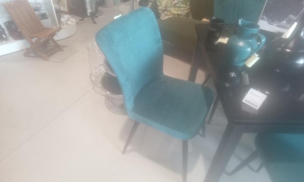 LOT DE 4 CHAISES TISSUS BLEUE