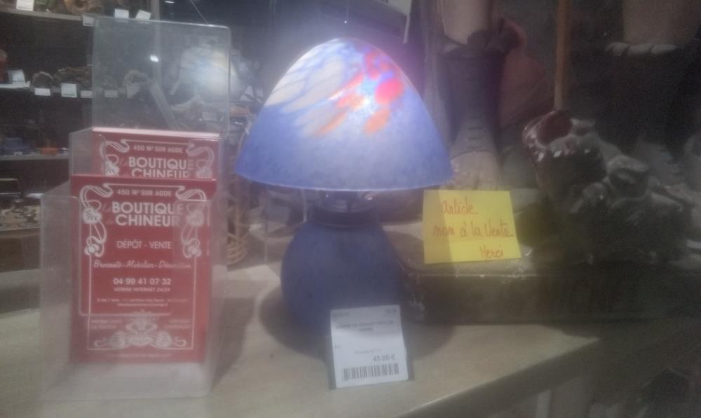 LAMPE DE CHEVET PATE DE VERRE
