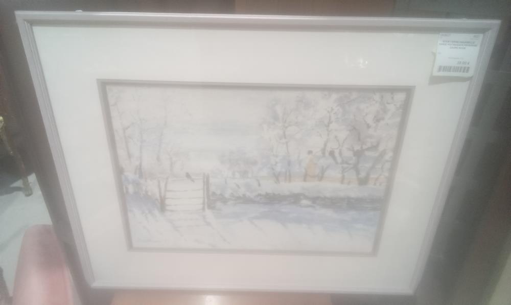 SOUS VERRE AQUARELLE MARIE POITRASSON PAYSANNE CADRE ROSE