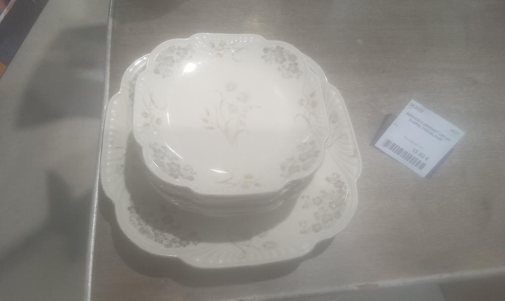 SERVICE A DESSERT DECOR FLORAL PORCELAINE
