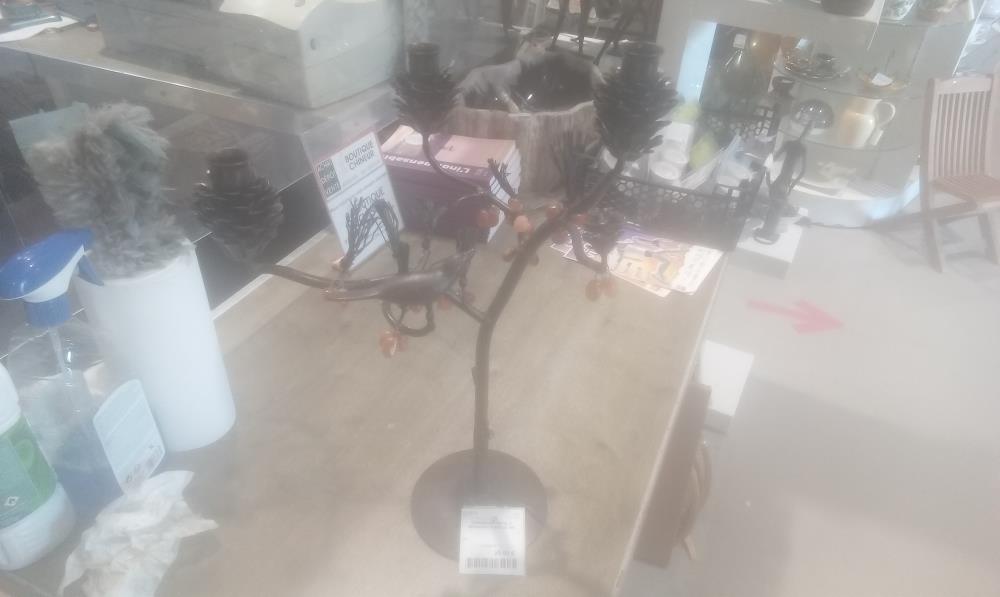 CHANDELIER METAL 3 BRANCHES PIGNE DE PIN