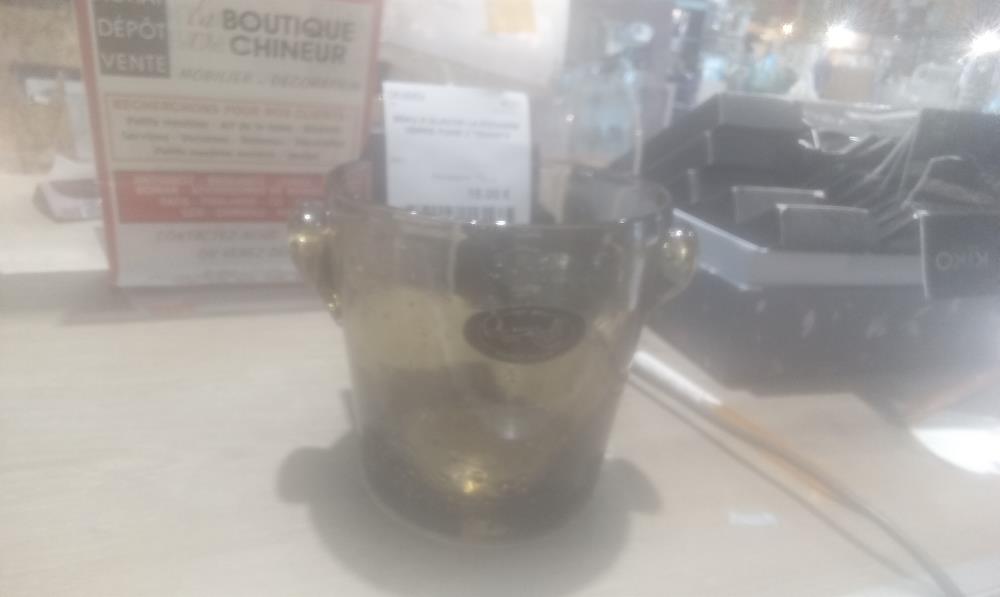 SEAU A GLACON LA ROCHERE VERRE FUME 2 TENANTS