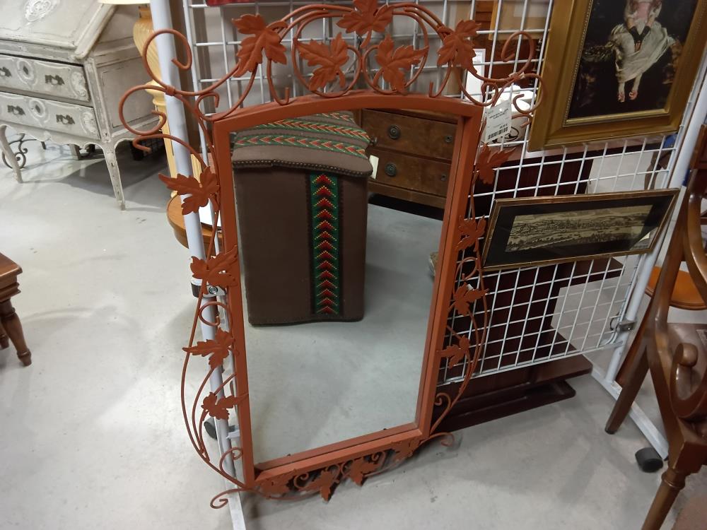 MIROIR METAL GM DECOR FLORAL ROUGE