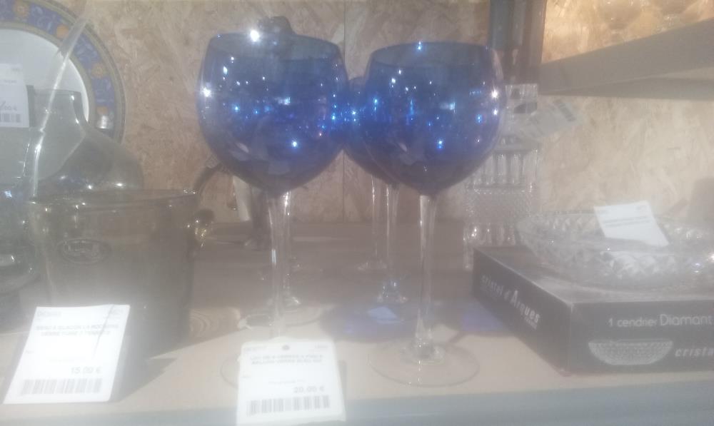 LOT DE 6 VERRES A PIED A BALLON VERRE BLEU GM