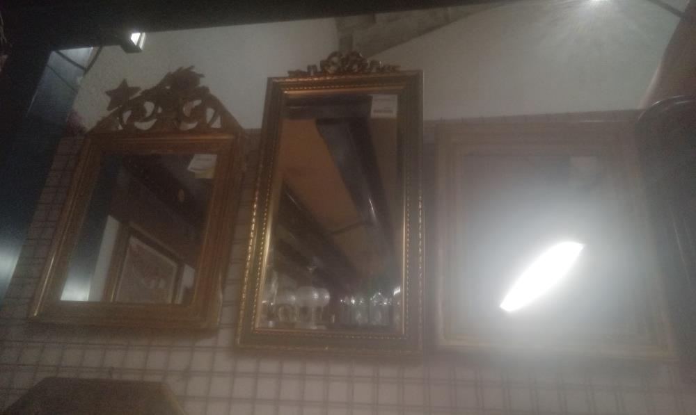 MIROIR DORE ET VERT STYLE LOUIS XVI+GLACE BISEAUTEE
