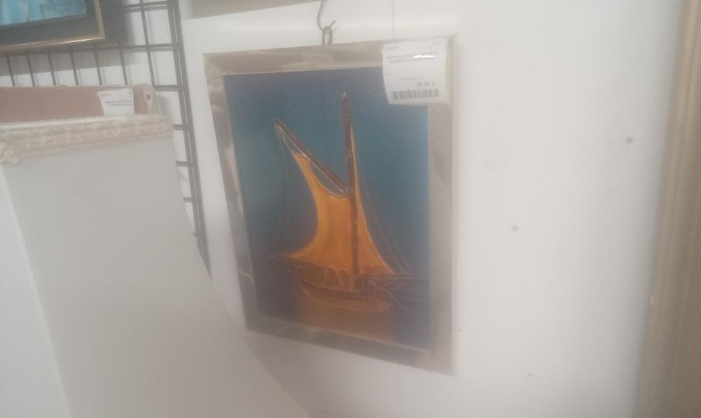 TABLEAU BATEAU SUR METAL CADRE ALU SIGNE MURO